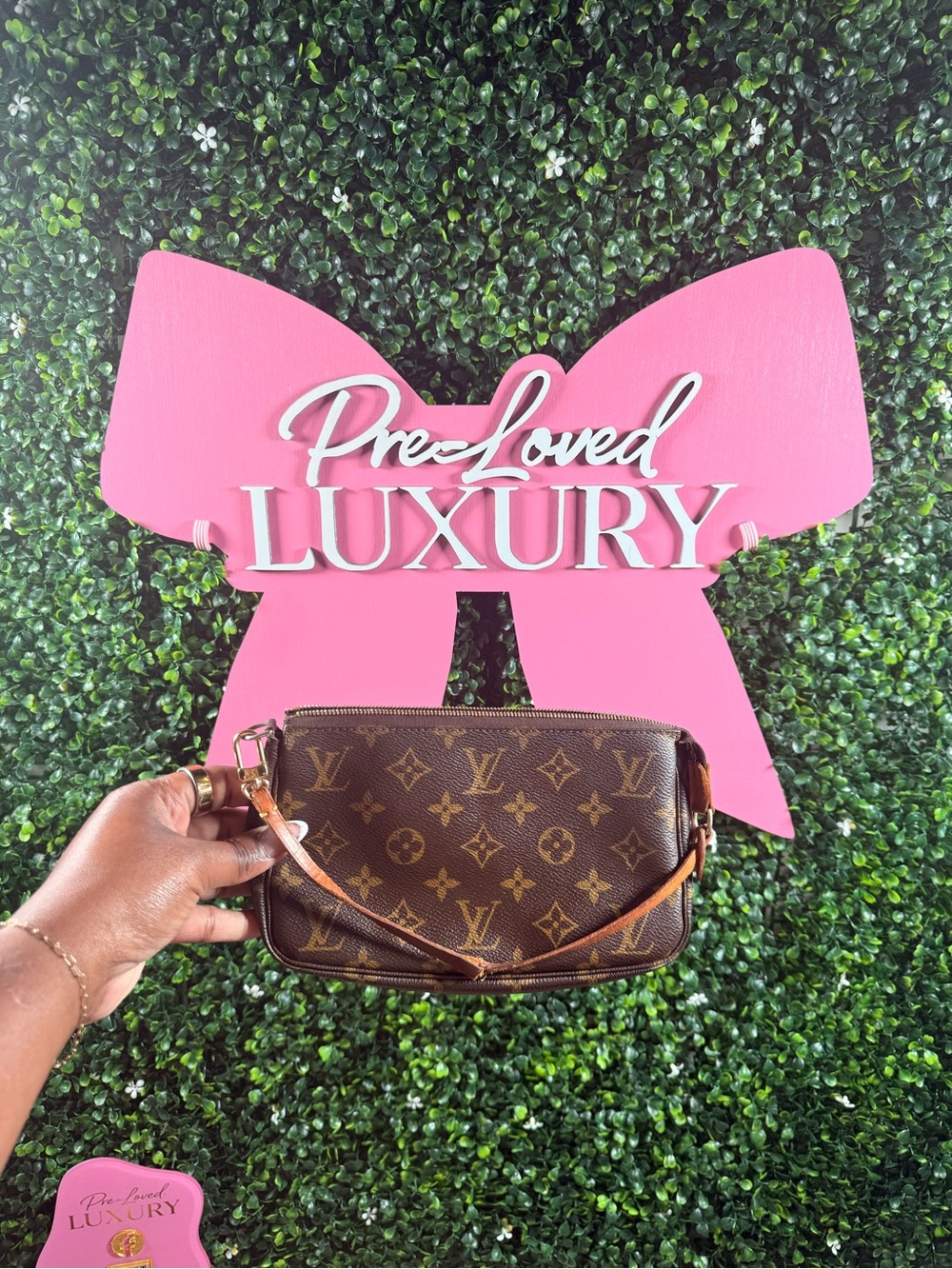 Louis Vuitton Brown Monogram Mini Pochette with Vachetta Strap
